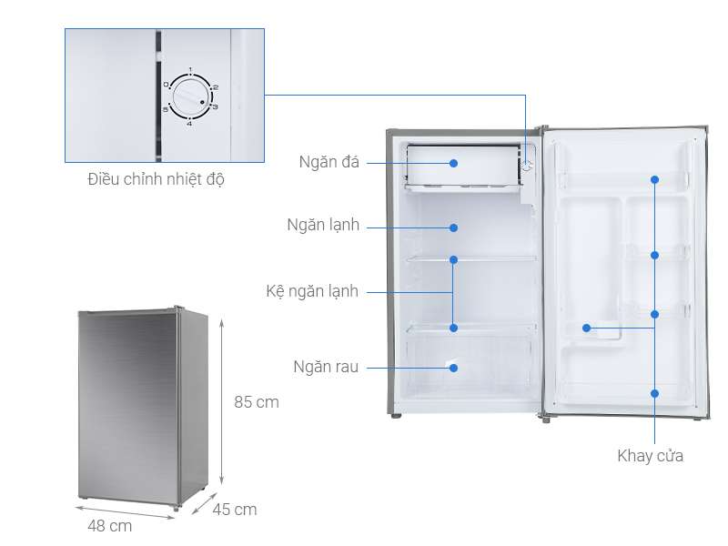 Thông số kỹ thuật Tủ lạnh Beko 93 lít RS9051P