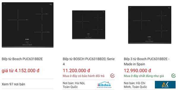Giá bán bếp từ Bosch PUC631BB2E