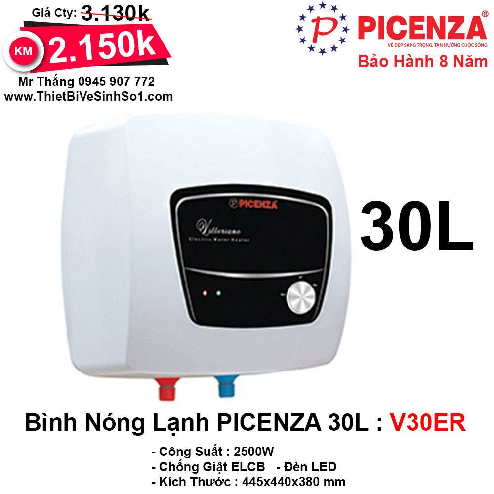 Bình nóng lạnh Picenza N30EW – 30 lít. Giá từ 1.990.000 ₫ – 30 nơi bán.