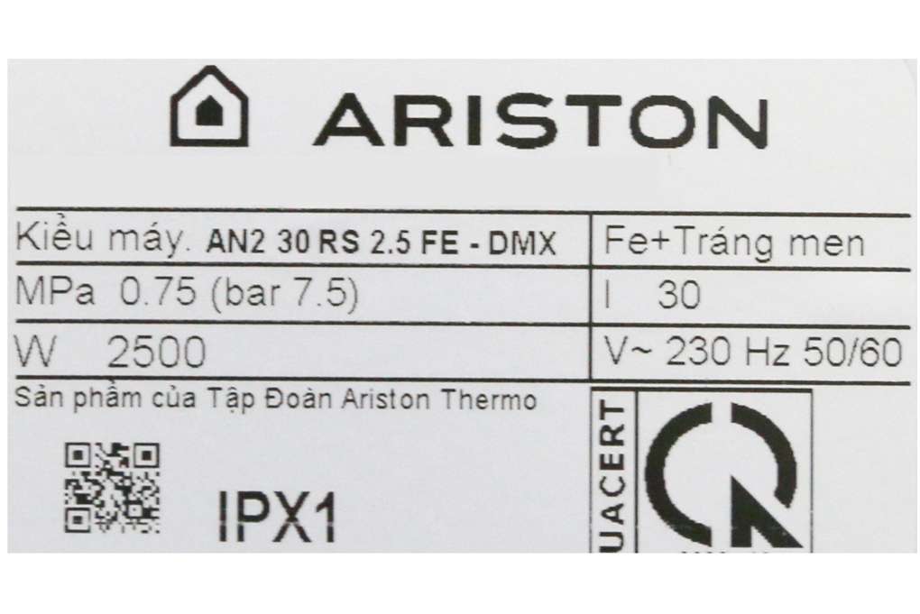 Bình nóng lạnh Ariston AN2 30 RS 2.5 FE 30 lít Chính hãng Giá rẻ T6/2021