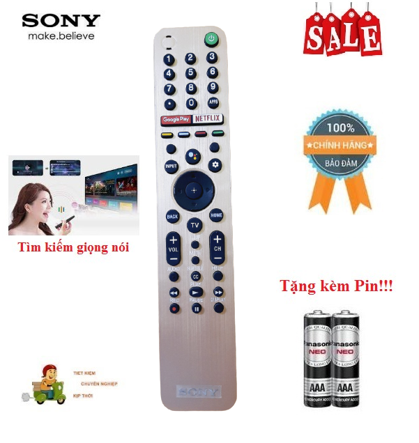 Remote Điều khiển tivi Sony giọng nói RMF-TX600U- Hàng mới logo Sony mạ bạc BH 6 tháng Tặng kèm Pin!!!