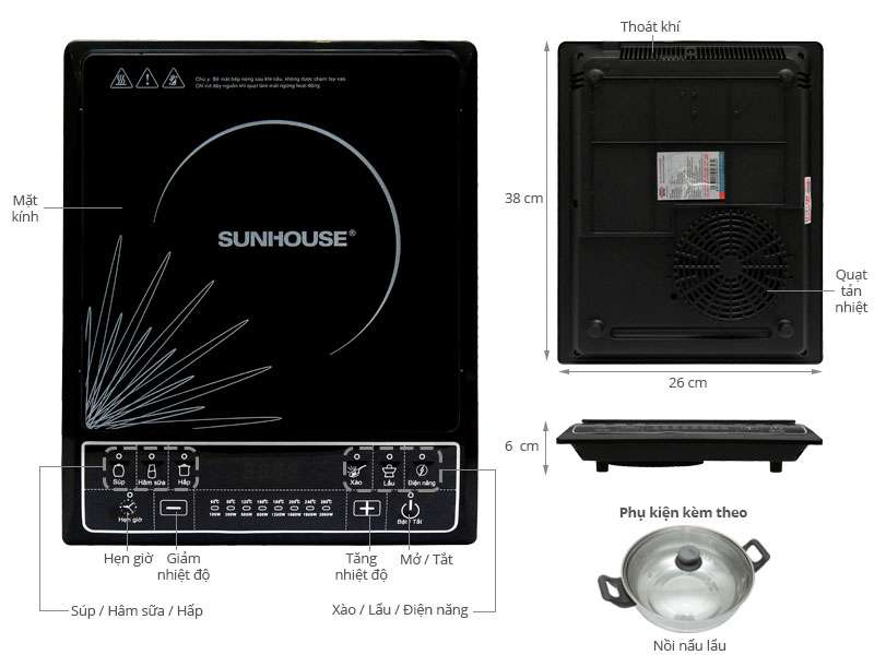 Cách sử dụng bếp từ Sunhouse – Đơn giản trong 6 bước