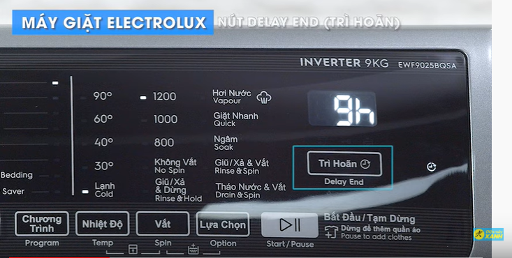 Tính năng hẹn giờ trên máy giặt Electrolux