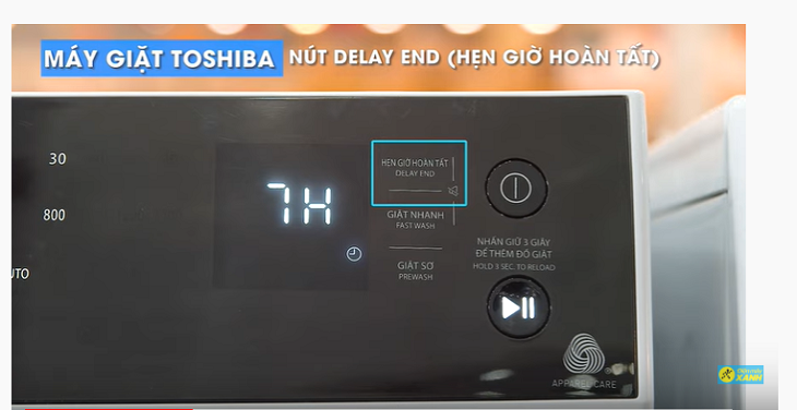 Tính năng hẹn giờ trên máy giặt Toshiba