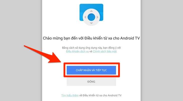 Các thiết lập trên điện thoại ban đầu trong ứng dụng Android TV