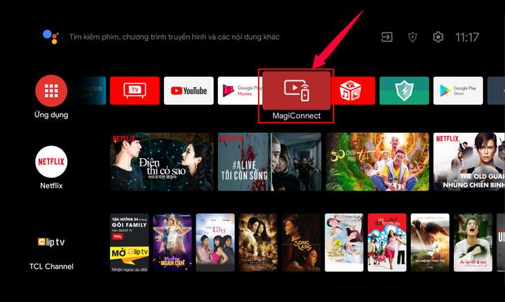 Mở ứng dụng trên tivi TCL