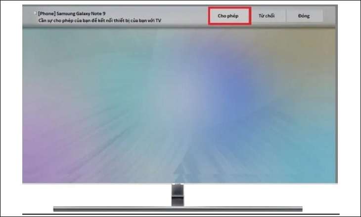 Nhấn nút Cho phép trên màn hình tivi Samsung.