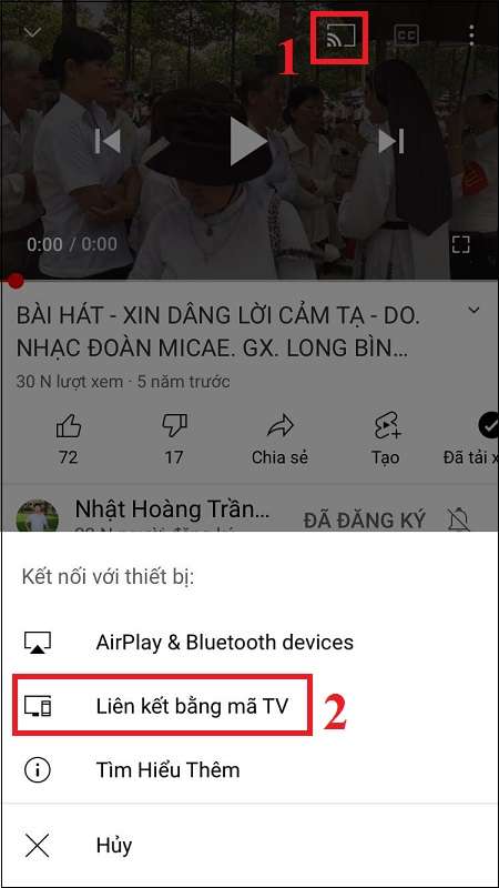 bạn mở video muốn xem và nhấp chọn biểu tượng T-cast trên video để phát lên tivi.