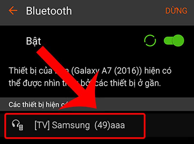 Bật Bluetooth trên điện thoại rồi kết nối với tivi