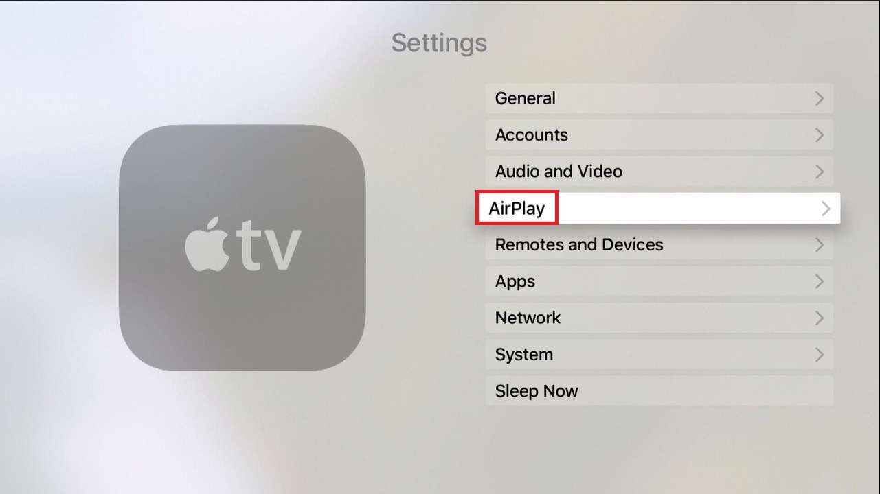 Bật AirPlay của Apple TV lên