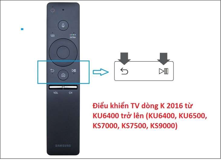 Kiểm tra nút điều khiển của remote tivi dòng K năm 2016 từ KU6400 trở lên