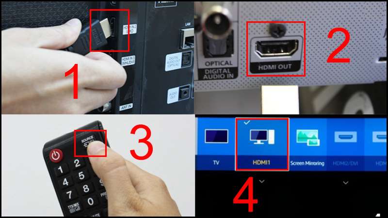 Kết nối Apple TV với tivi bằng sợi cáp HDMI. Trên tivi, chọn đầu vào dữ liệu cho tivi bằng cách nhấn nút SOURCE, nút INPUT hoặc nút bấm có biểu tượng dấu mũi tên, sau đó trên tivi chọn HDMI.