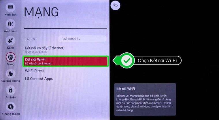 Chọn Kết nối Wifi