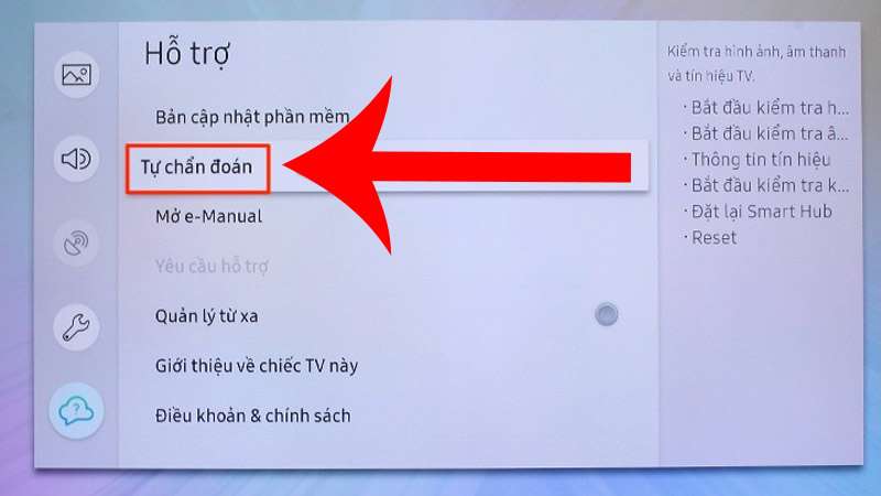 Chọn xuống mục Tự chẩn đoán