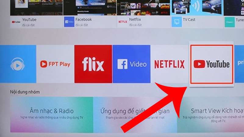 Chọn ứng dụng YouTube