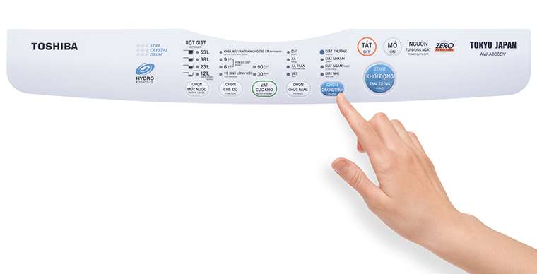 Cách sử dụng bảng điều khiển máy giặt Toshiba AW-A800SV