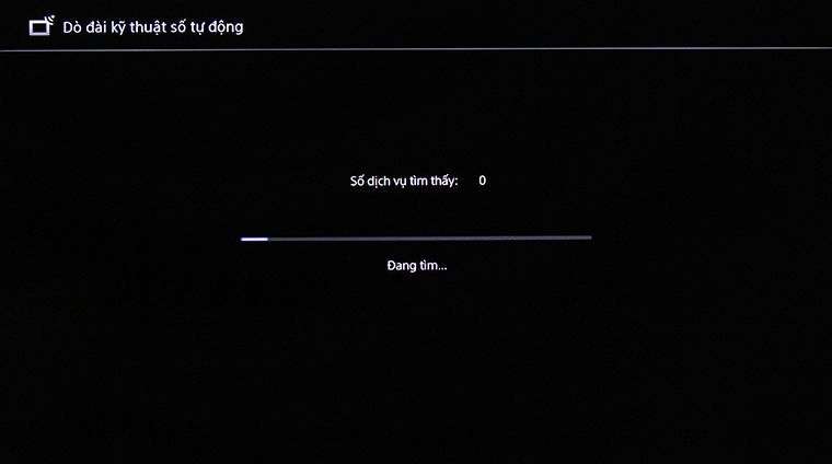 Tivi đang tiến hành dò kênh