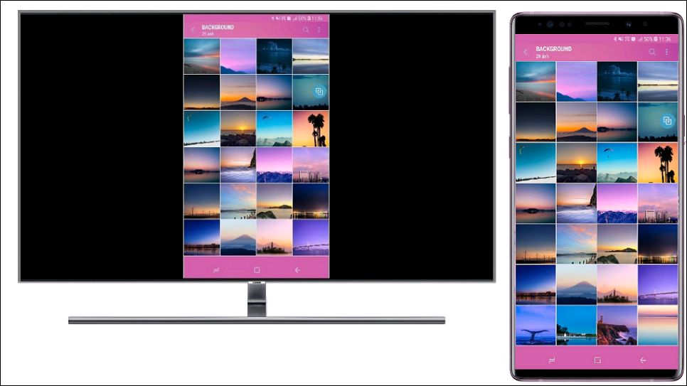 Như vậy, điện thoại đã được kết nối với TV, tất cả những hình ảnh, video trên điện thoại sẽ đồng thời được chiếu lên TV.