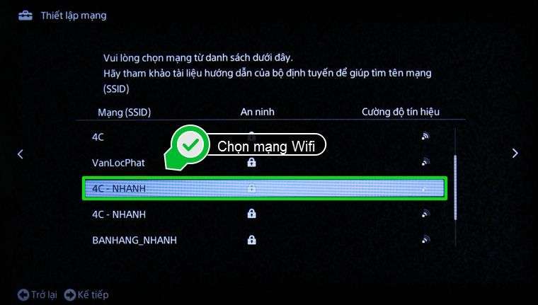 Chọn mạng wifi