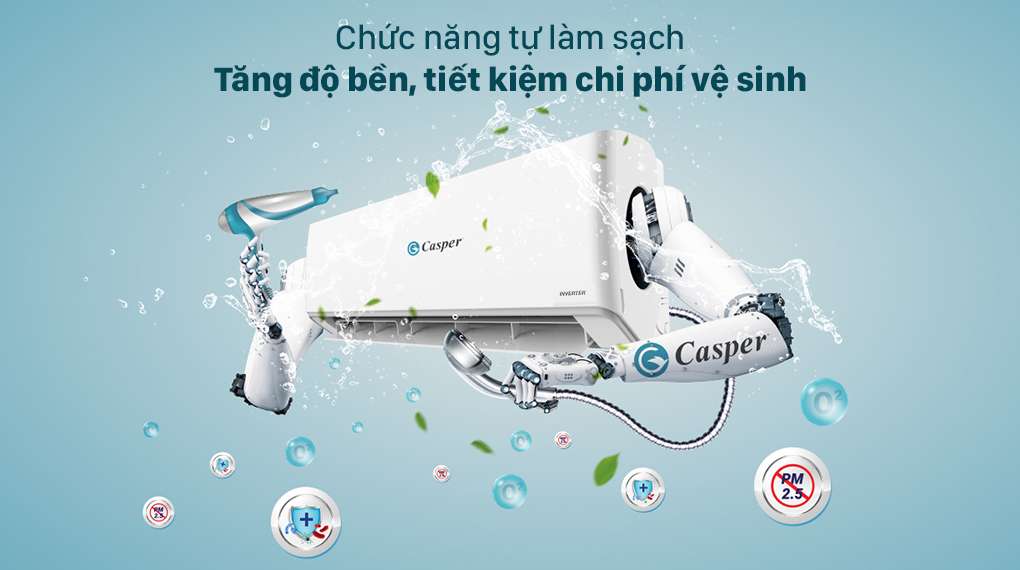 Máy lạnh Casper Inverter 1 HP sở hữu chức năng tự vệ sinh, tiết kiệm chi phí hiệu quả