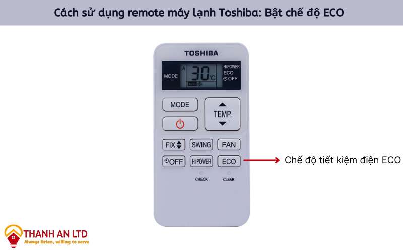 cách sử dụng điều khiển điều hòa Toshiba: Chế độ ECO