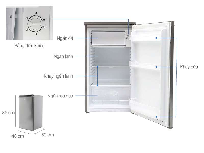 Kích thước tủ lạnh Beko 90 lít RS9050P