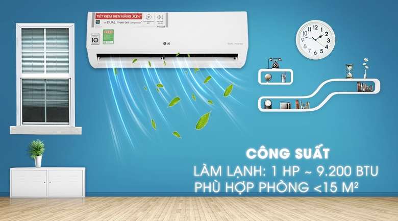 Điều hòa LG 9000 BTU phù hợp với phòng bao nhiêu m2?