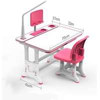 Combo Bộ bàn ghế chống gù chống cận và đèn không dây 3 chế độ - Bàn ghế chỉnh độ cao - mặt bàn phủ chống lóa - nghiêng 20-45 độ để viết vẽ - Hồng