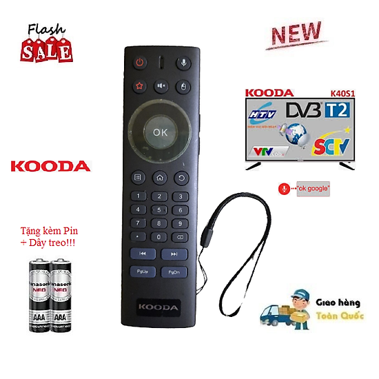 Remote Điều khiển tivi Kooda giọng nói kiêm chuột bay- Hàng mới theo TV mới 100% Tặng kèm Pin