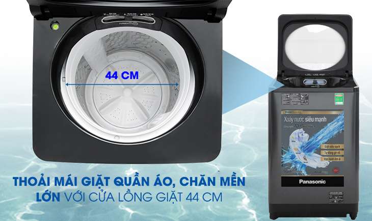 Cửa lồng giặt lớn 44 cm - máy giặt Panasonic Inverter 10.5 Kg NA-FD10AR1BV