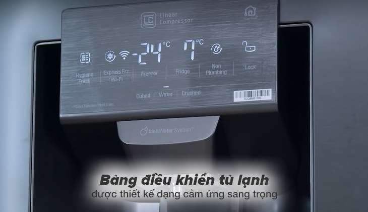 Bảng điều khiển tủ lạnh được thiết kế dạng cảm ứng sang trọng