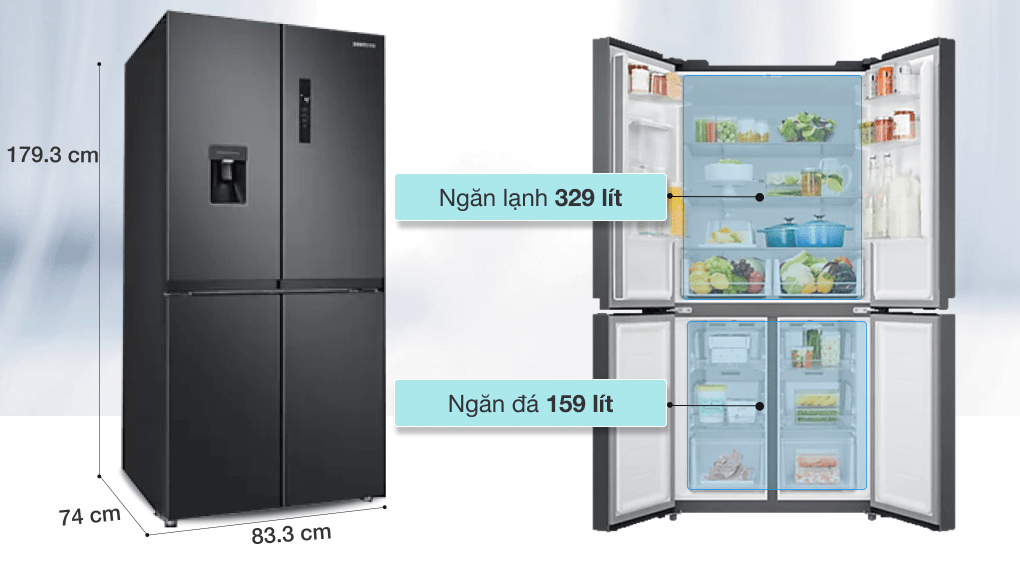 Khám phá model 2021 tủ lạnh Samsung 4 cánh RF48A4010B4/SV
