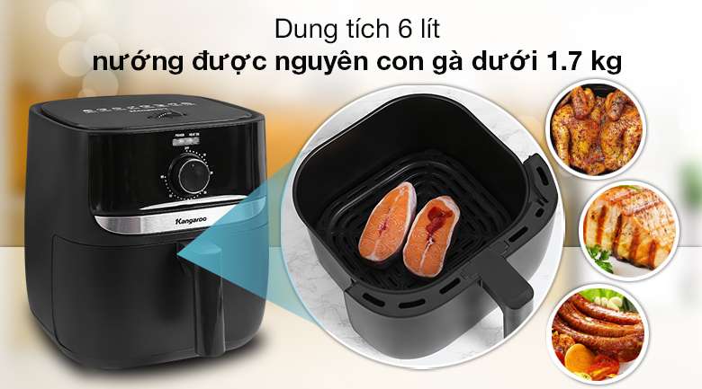 Dung tích 6 lít - Nồi chiên không dầu Kangaroo KG6AF1 6 lít