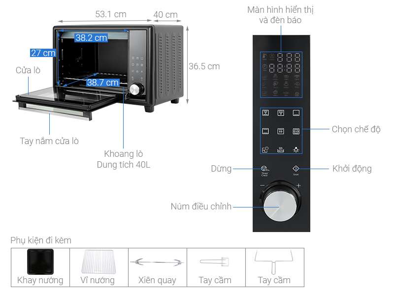 Lò Nướng Electrolux EOT40DBD 40 Lít cho bữa ăn phong phú với nhiều món nướng