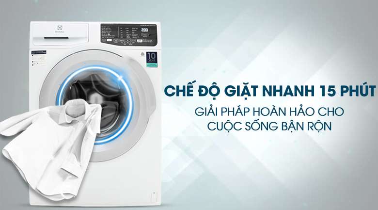 Giặt nhanh 15 phút - Máy giặt Electrolux Inverter 8 kg EWF8025CQWA 