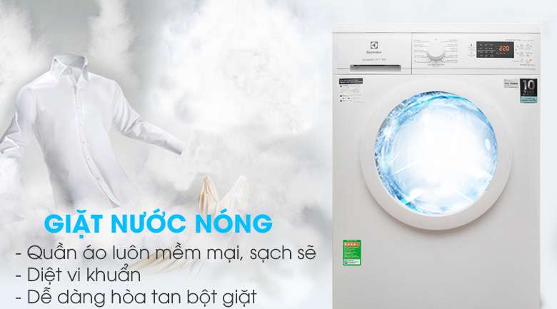 Giặt nước nóng - Máy giặt Electrolux Inverter 8 Kg EWF8025DGWA