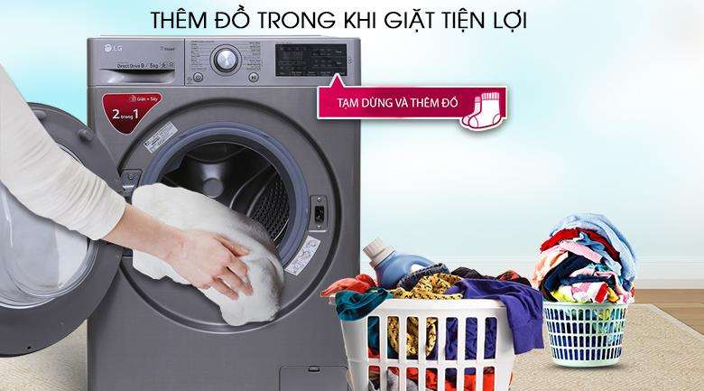 Máy giặt 9 Kg LG FC1409D4E, Inverter, có sấy 5 Kg