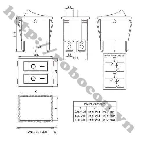 Công Tắc Bập Bênh Đôi 20A