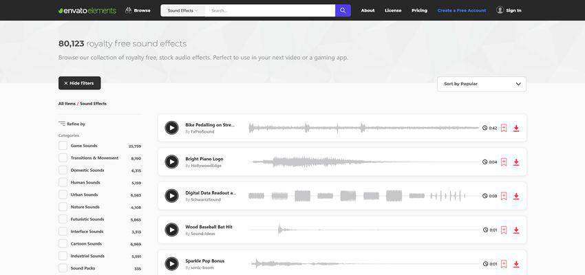 Envato Elements - Royalty Free Sound Effects