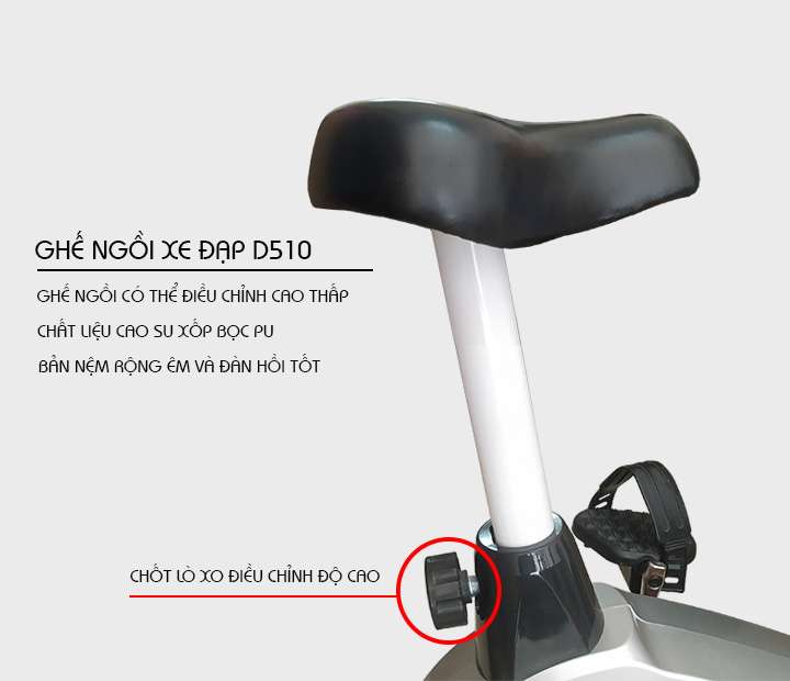 Yên xe điều chỉnh độ cao của xe đạp tập D510