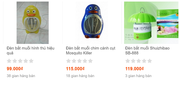 
Những chiếc đèn bắt muỗi hàng nhái có giá chỉ trên dưới 100.000 đồng.
