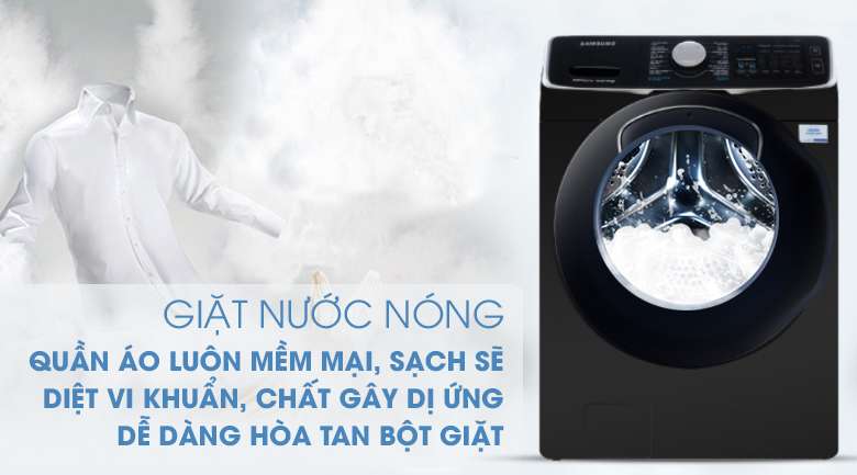 giặt nước nóng-Máy giặt sấy Samsung Add Wash Inverter 19 kg WD19N8750KV/SV