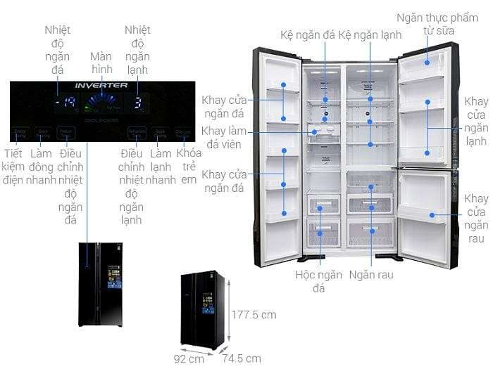 Tủ lạnh side by side Hitachi R-M700PGV2