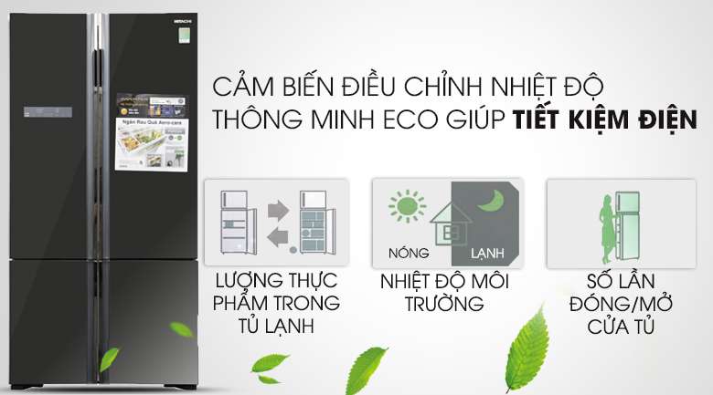 Cảm biến Eco thông minh - Tủ lạnh Hitachi Inverter 640 lít WB800PGV5
