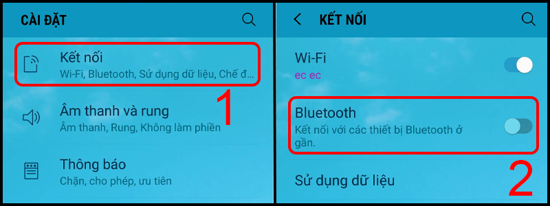 Bật Bluetooth sang trạng thái ON