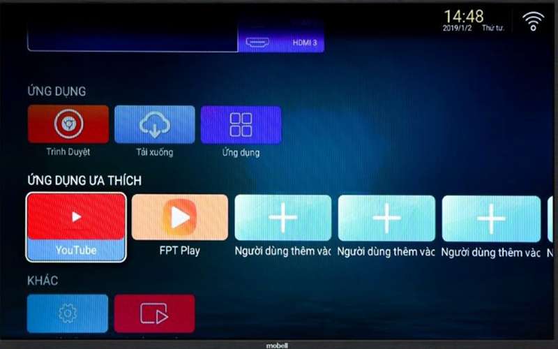 Smart tivi Mobell chạy trên hệ điều hành Android