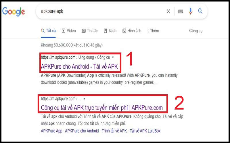 Chọn download APKPure cho Android hoặc truy cập trang web trực tuyến