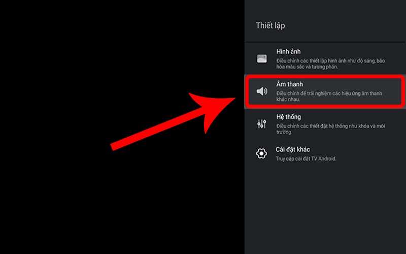 Chọn mục Âm thanh