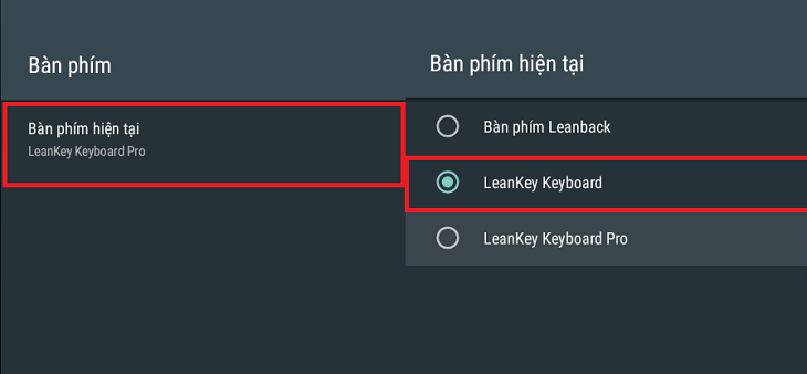 Tích vào bàn phím Leankey Keyboard để thay thế bàn phím hiện tại.