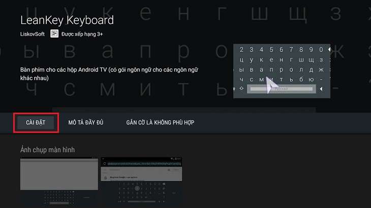 Vào mục Cài đặt để cài đặt bàn phím lên Android TV box.